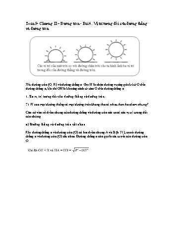 Giáo án môn Toán Hình học 9 - Chương II, Bài 4: Vị trí tương đối của đường thẳng và đường tròn