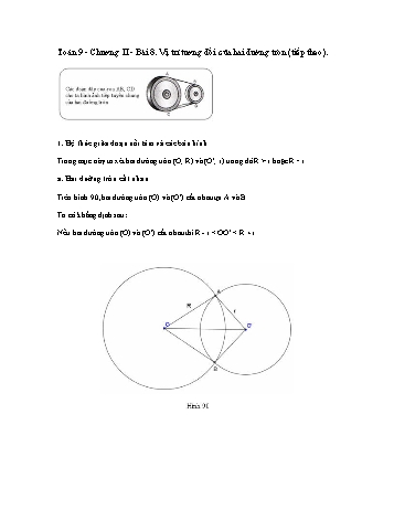 Giáo án môn Toán Hình học 9 - Chương II, Bài 8: Vị trí tương đối của hai đường tròn (tiếp theo)