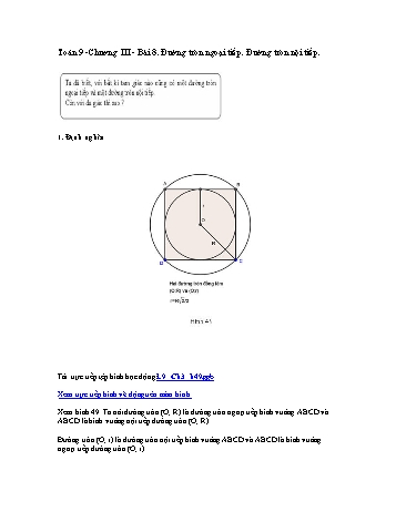 Giáo án môn Toán Hình học 9 - Chương III, Bài 8: Đường tròn ngoại tiếp. Đường tròn nội tiếp