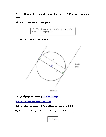 Giáo án môn Toán Hình học 9 - Chương III, Bài 9: Độ dài đường tròn, cung tròn