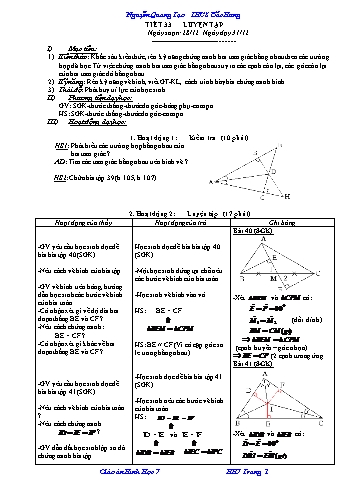 Giáo án môn Toán Hình học học kì 2 lớp 7 - Nguyễn Quang Tạo - Trường THCS Bắc Hưng