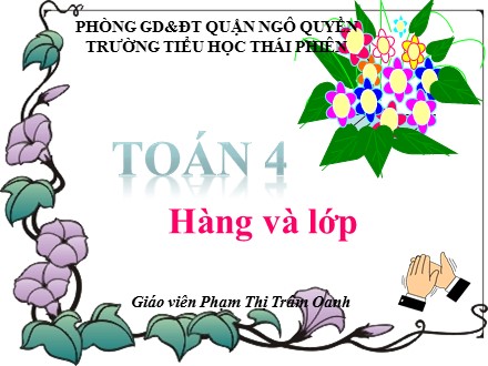 Bài giảng Toán lớp 4 - Bài 8: Hàng và lớp - Phạm Thị Trâm Oanh