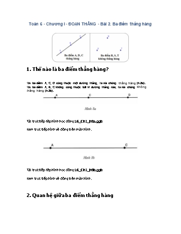 Giáo án môn Toán Hình học 6 - Chương I, Bài 2: Ba điểm thẳng hàng