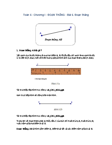Giáo án môn Toán Hình học 6 - Chương I, Bài 6: Đoạn thẳng