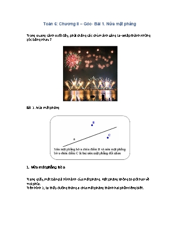 Giáo án môn Toán Hình học 6 - Chương II, Bài 1: Nửa mặt phẳng