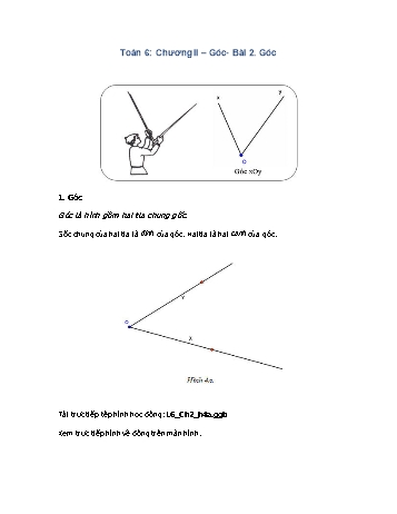 Giáo án môn Toán Hình học 6 - Chương II, Bài 2: Góc