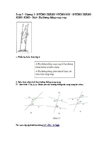 Giáo án môn Toán Hình học 7 - Chương I, Bài 4: Hai đường thẳng song song