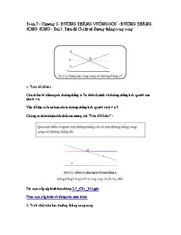Giáo án môn Toán Hình học 7 - Chương I, Bài 5: Tiên đề Ơ-clit về đường thẳng song song