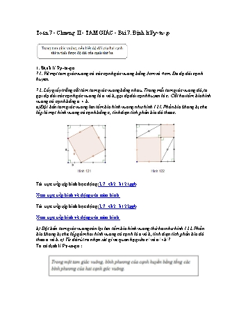 Giáo án môn Toán Hình học 7 - Chương I, Bài 7: Định lí Py-ta-go