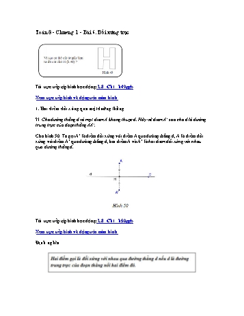 Giáo án môn Toán Hình học 8 - Chương I, Bài 6: Đối xứng trục