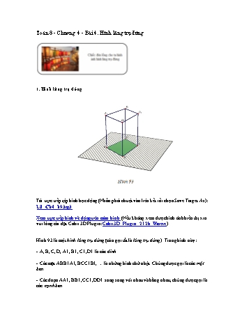 Giáo án môn Toán Hình học 8 - Chương IV, Bài 4: Hình lăng trụ đứng