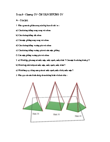 Giáo án môn Toán Hình học 8 - Chương IV, Bài: Ôn tập chương IV