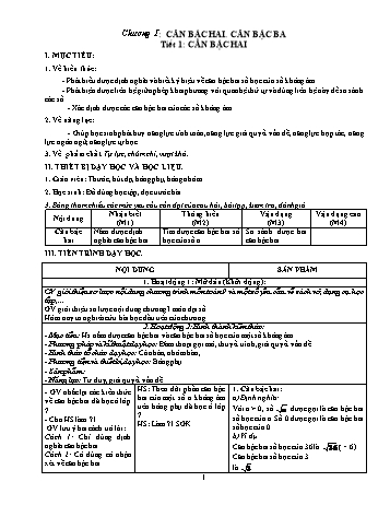 Kế hoạch bài dạy môn Toán Đại số 9 - Chương 1 - Năm học 2020-2021 - Trường THCS Hồng Phong