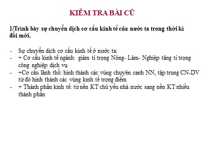 Bài giảng môn Địa lí Lớp 9 - Tiết 7, Bài 7: Các nhân tố ảnh hưởng đến sự phát triển và phân bố nông nghiệp