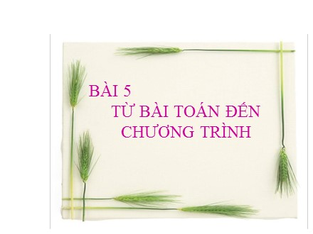 Bài giảng môn Tin học Lớp 8 - Bài 5: Từ bài toán đến chương trình