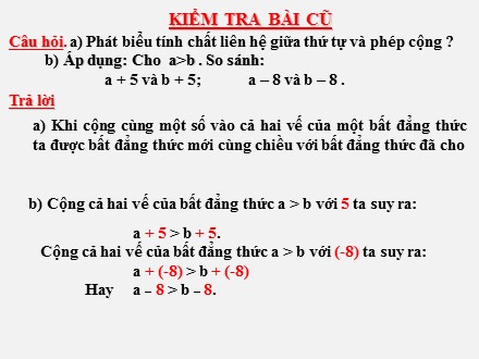 Bài giảng môn Toán Lớp 8 - Tiết 61, Bài 2: Liên hệ giữa thứ tự và phép nhân