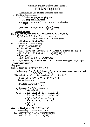 Chuyên đề bồi dưỡng học sinh giỏi môn Toán Lớp 7 - Phần Đại số