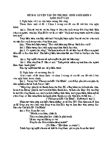 Đề bài luyện tập ôn thi học sinh giỏi khối 9 môn Ngữ văn