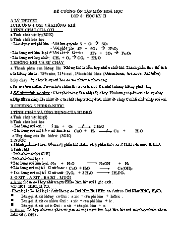 Đề cương ôn tập học kỳ II môn Hoá học Lớp 8