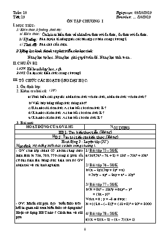 Giáo án môn Đại số Lớp 8 - Tuần 10 - Năm học 2019-2020