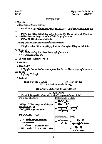 Giáo án môn Đại số Lớp 8 - Tuần 13 - Năm học 2019-2020