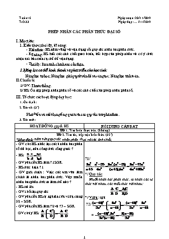 Giáo án môn Đại số Lớp 8 - Tuần 16 - Năm học 2019-2020