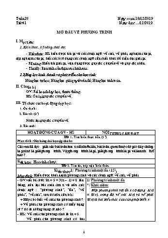 Giáo án môn Đại số Lớp 8 - Tuần 20 - Năm học 2019-2020