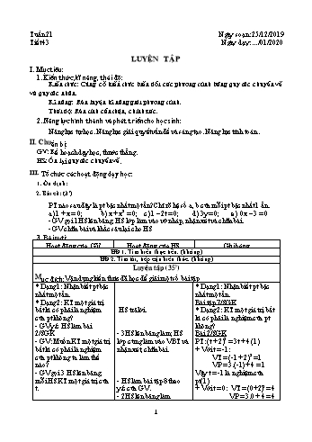 Giáo án môn Đại số Lớp 8 - Tuần 21 - Năm học 2019-2020