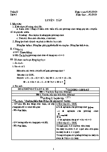 Giáo án môn Đại số Lớp 8 - Tuần 22 - Năm học 2019-2020