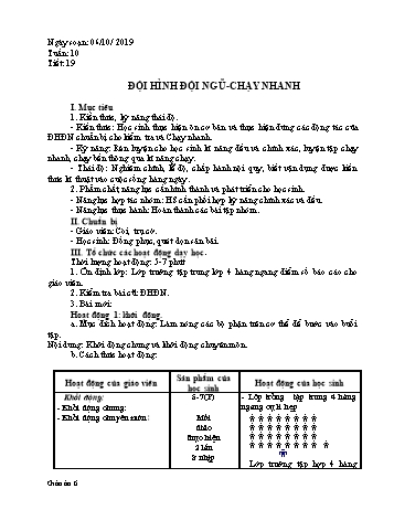 Giáo án Thể dục Lớp 6 - Tuần 10 - Năm học 2019-2020 - Trường THCS Vĩnh Thanh