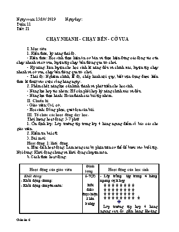 Giáo án Thể dục Lớp 6 - Tuần 11 - Năm học 2019-2020 - Trường THCS Vĩnh Thanh