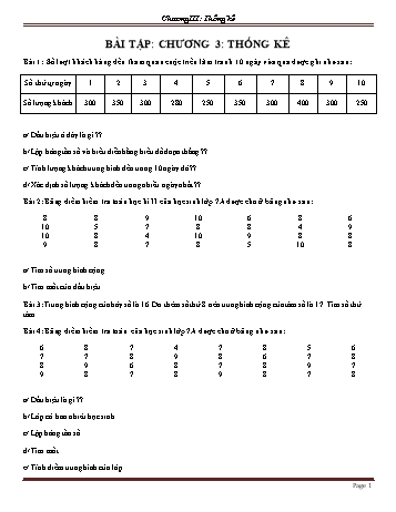 Bài giảng môn Toán Lớp 7 - Chương 3: Thống kê