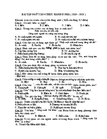 Bài tập môn Ngữ văn Lớp 6 thực hành ở nhà - Năm học 2019-2020