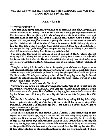 Chuyên đề Các thế thứ trong các triều đại phong kiến Việt Nam trong môn Lịch sử cấp THCS