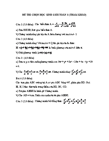 Đề thi chọn học sinh giỏi môn Toán Lớp 8 (Kèm hướng dẫn chấm)
