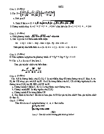 Đề thi chọn học sinh giỏi môn Toán Lớp 9 - Trường THCS Dân Hòa (Kèm hướng dẫn chấm)