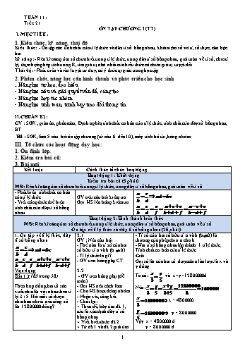 Giáo án môn Đại số Lớp 7 - Tuần 11 - Năm học 2019-2020