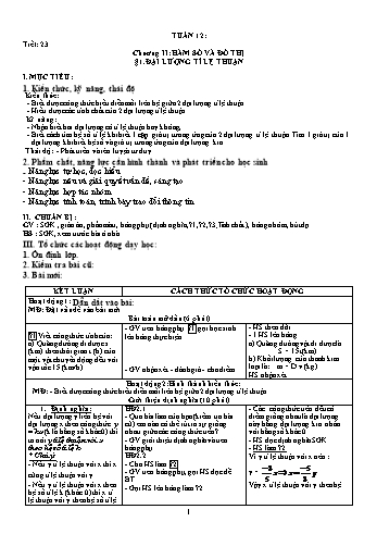 Giáo án môn Đại số Lớp 7 - Tuần 12 - Năm học 2019-2020