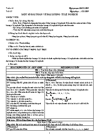 Giáo án môn Đại số Lớp 7 - Tuần 14 - Năm học 2019-2020