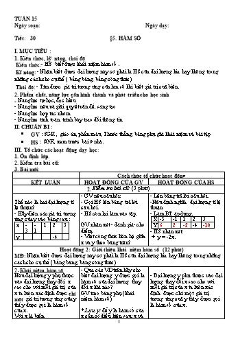 Giáo án môn Đại số Lớp 7 - Tuần 15 - Năm học 2019-2020