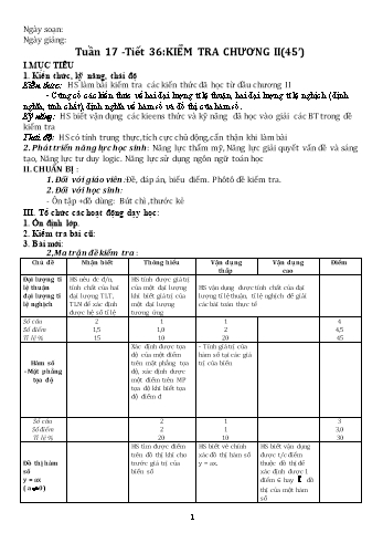 Giáo án môn Đại số Lớp 7 - Tuần 17 - Năm học 2019-2020