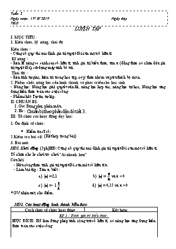 Giáo án môn Đại số Lớp 7 - Tuần 3 - Năm học 2019-2020