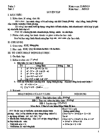 Giáo án môn Đại số Lớp 8 - Tuần 3 - Năm học 2019-2020