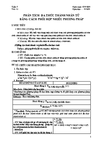 Giáo án môn Đại số Lớp 8 - Tuần 7 - Năm học 2019-2020