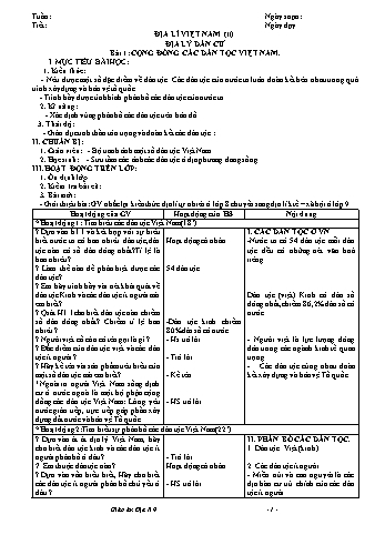 Giáo án môn Địa lí Lớp 9 - Chương trình cả năm