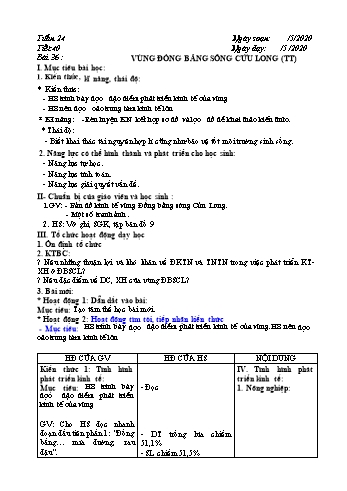 Giáo án môn Địa lí Lớp 9 - Tuần 24 - Năm học 2019-2020