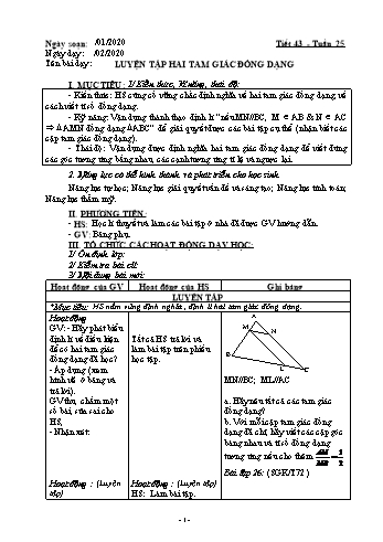 Giáo án môn Hình học Lớp 8 - Tuần 25