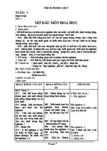 Giáo án môn Hoá học Lớp 8 - Chương trình cả năm