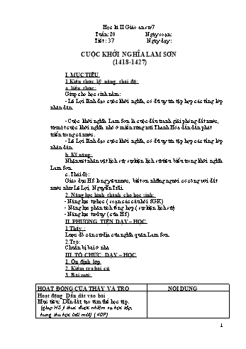 Giáo án môn Lịch sử Lớp 7 - Học kì II - Tuần 20 đến tuần 25