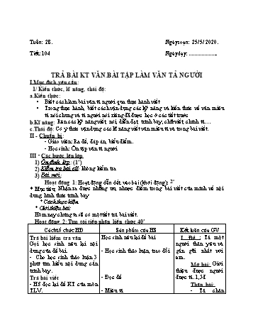 Giáo án môn Ngữ văn Lớp 6 - Tuần 28 - Năm học 2019-2020